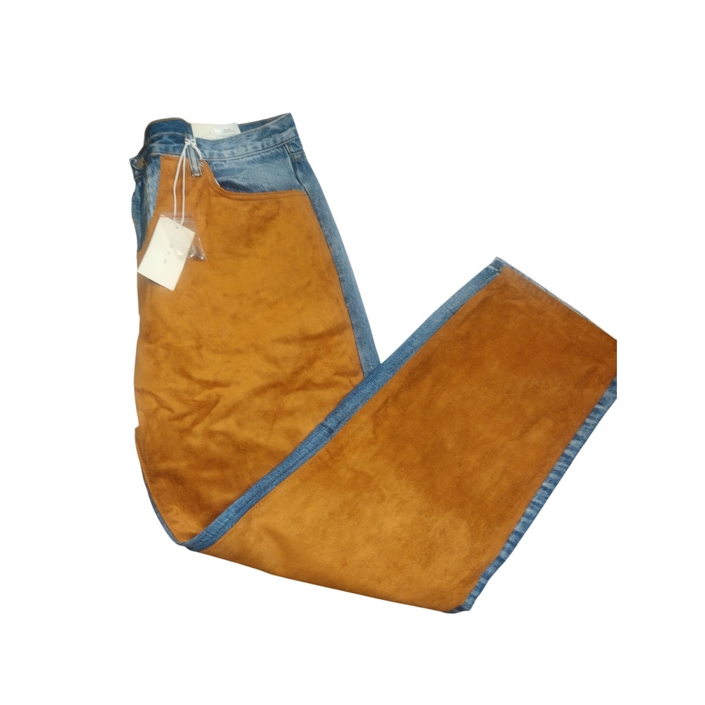 MNMI Western Baggy Denim Jeans Blue Brown Chaps Style M2023-D529-BLU-42 Size 42